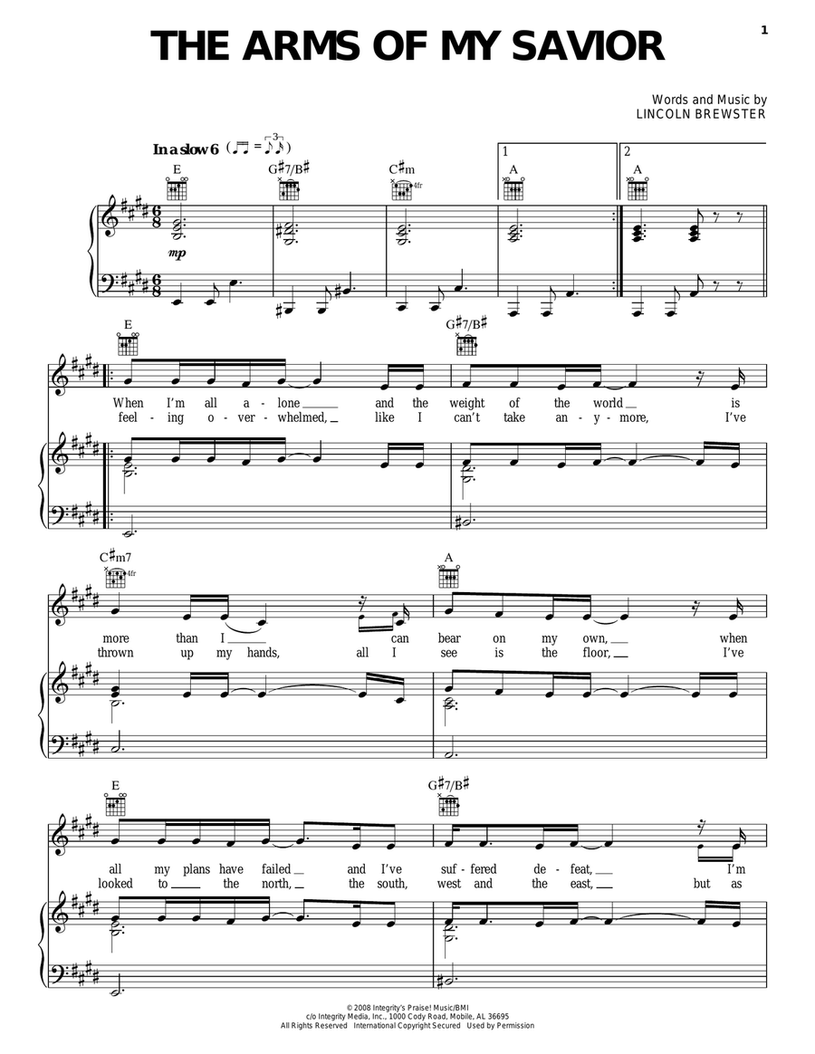 The Arms Of My Savior Piano, Vocal, Guitar scores gallery preview page 1