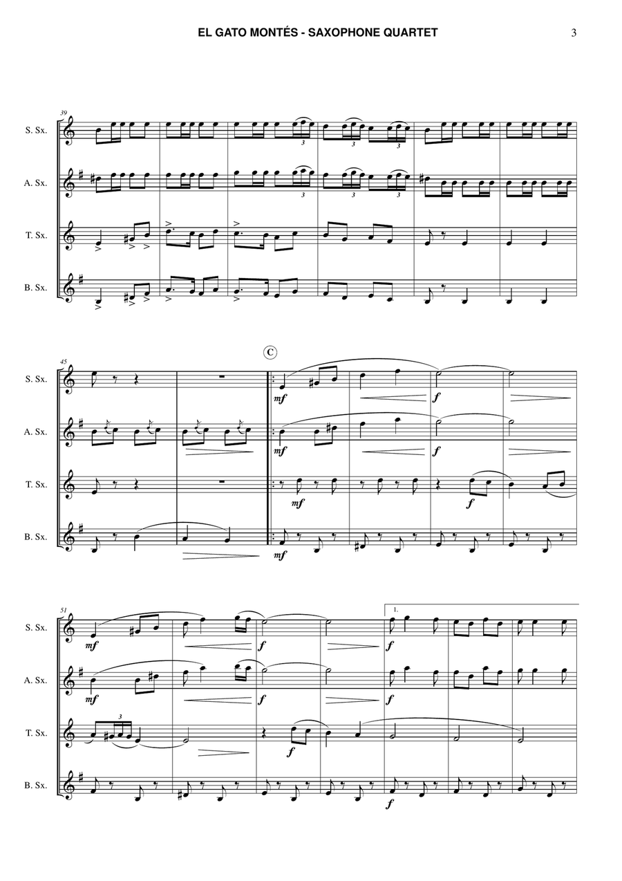 El Gato Montés for saxophone quartet Saxophone Quartet scores gallery preview page 3