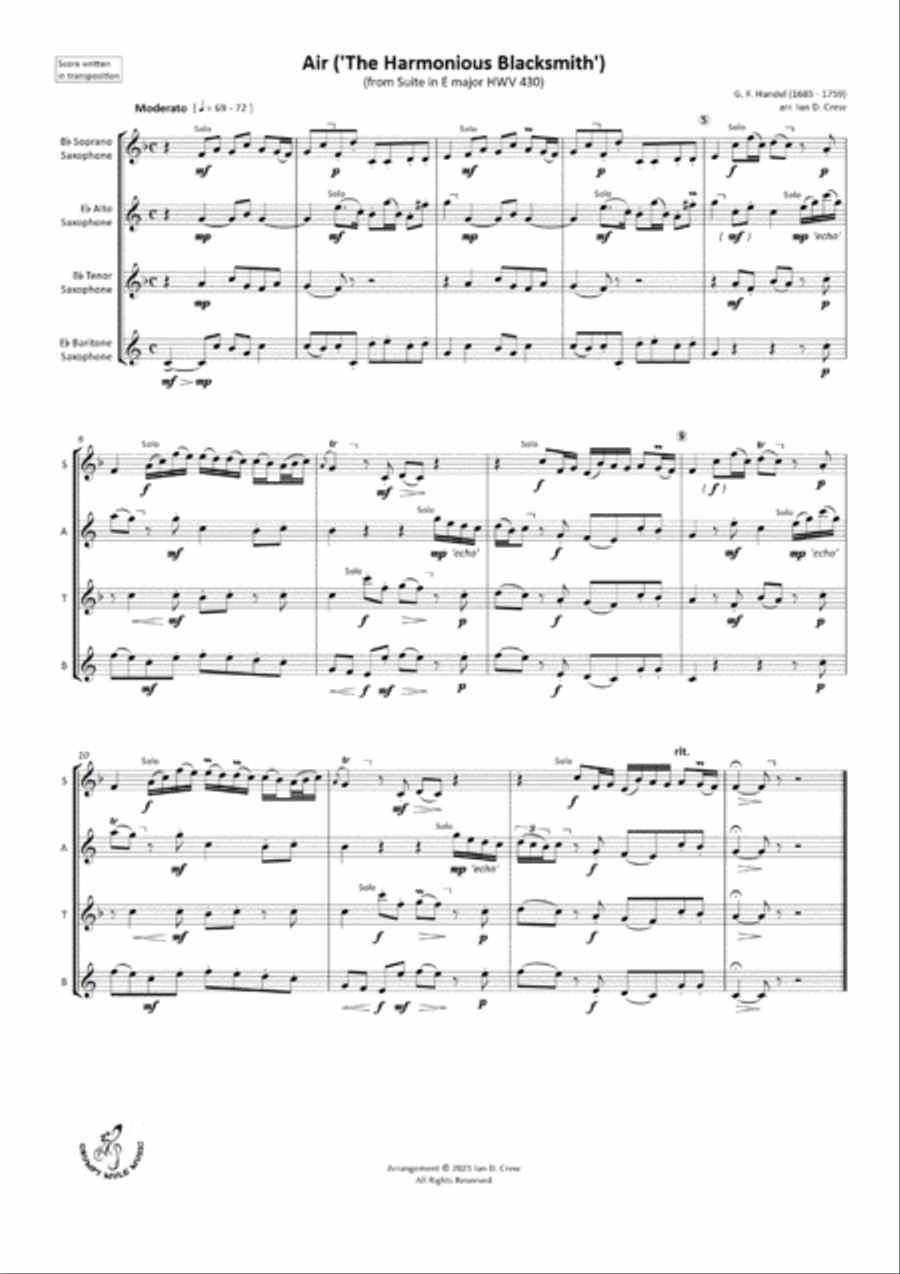 3 by Handel Woodwind Quartet scores gallery preview page 3