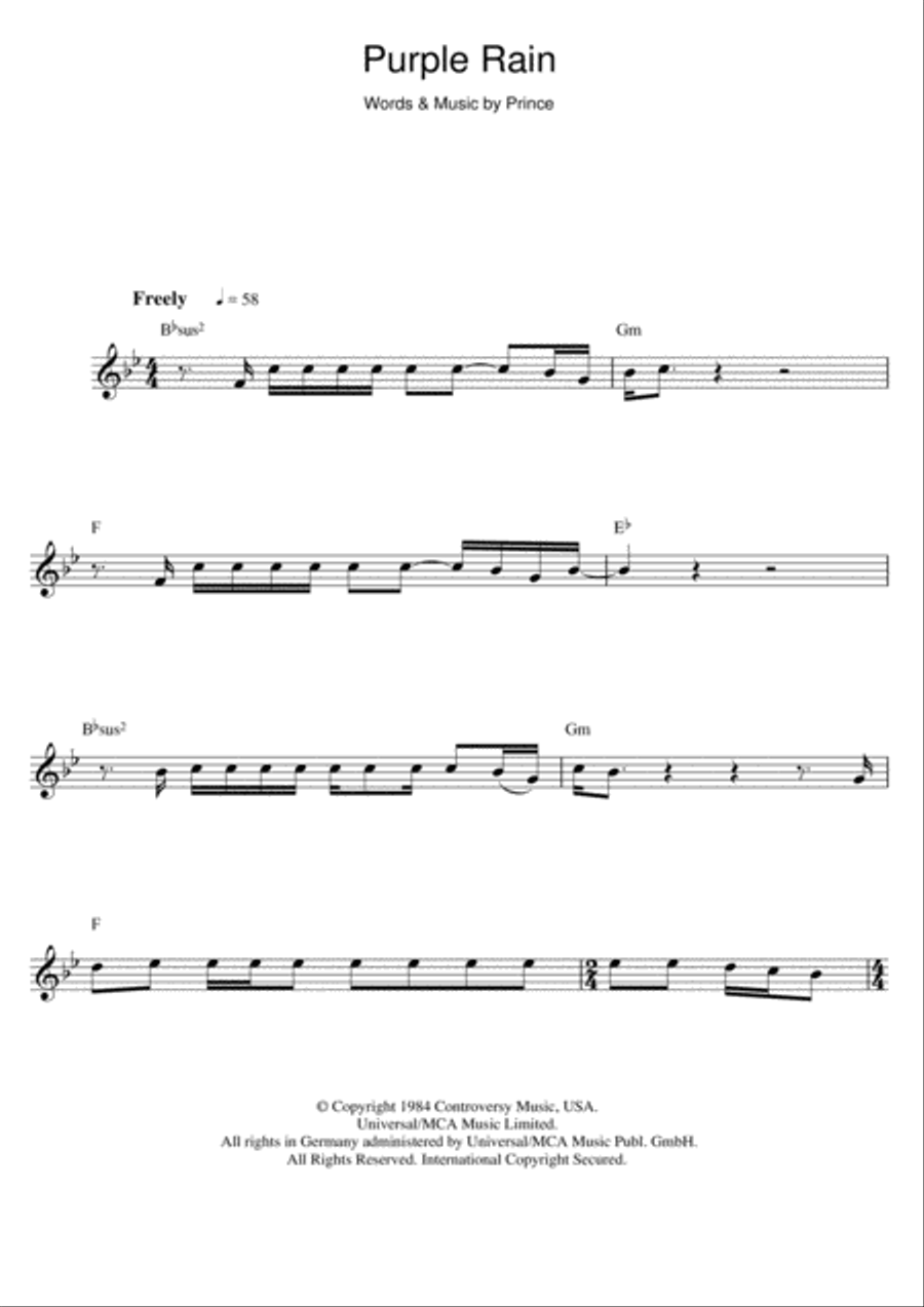 Purple Rain Purple Rain Flute Solo scores gallery preview page 1