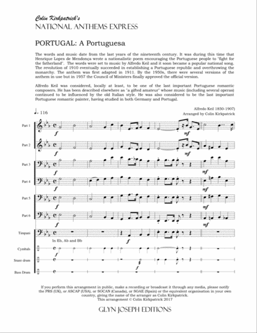 Portugal National Anthem: A Portuguesa Large Ensemble scores gallery preview page 4