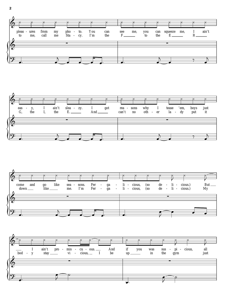 Fergalicious Piano, Vocal, Guitar scores gallery preview page 2