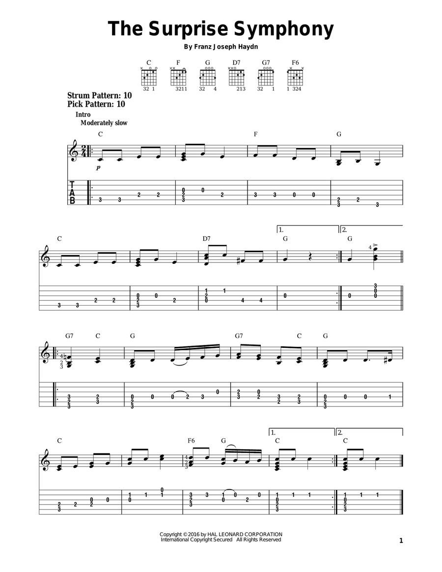 The Surprise Symphony Acoustic Guitar scores gallery preview page 1