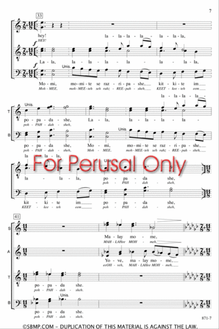 Yove, Malay Mome - SATB Octavo 4-Part scores gallery preview page 6