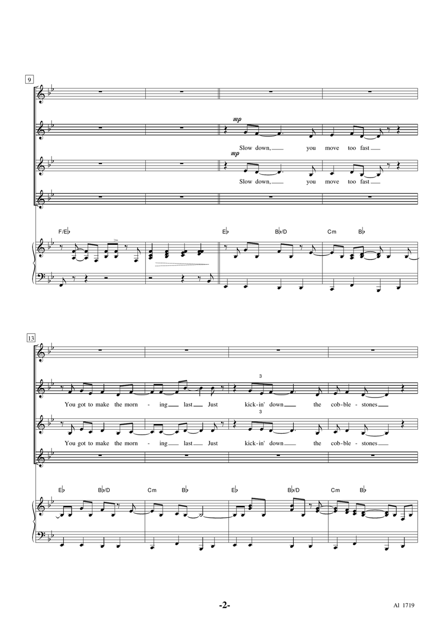 The 59th Street Bridge Song (Feelin' Groovy) SSAA scores gallery preview page 2