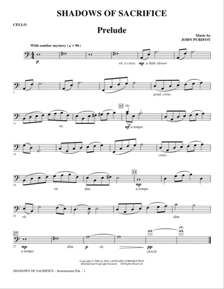 Shadows of Sacrifice - Cello Choir scores gallery preview page 1