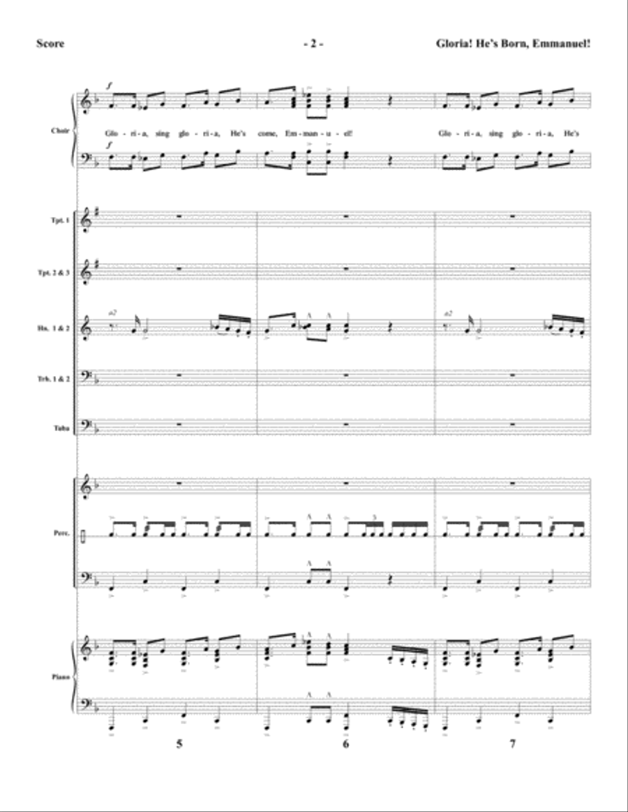 Gloria! He’s Born, Emmanuel! - Brass and Percussion Score and Parts Choir scores gallery preview page 4
