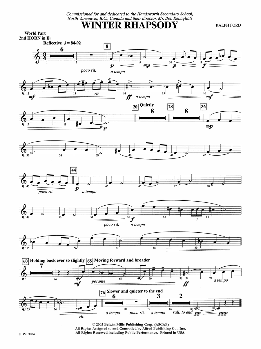 Winter Rhapsody: WP 2nd Horn in E-flat