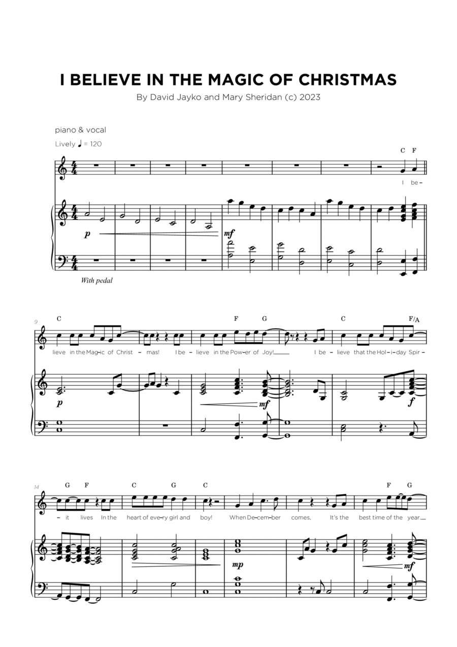 I Believe in the Magic of Christmas Piano, Vocal, Guitar scores gallery preview page 1