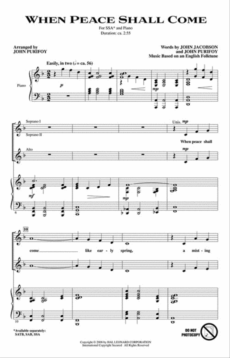 When Peace Shall Come SSA scores gallery preview page 2