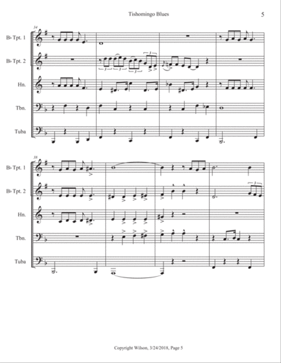 Tishomingo Blues Tishomingo Blues Brass Quintet scores gallery preview page 6