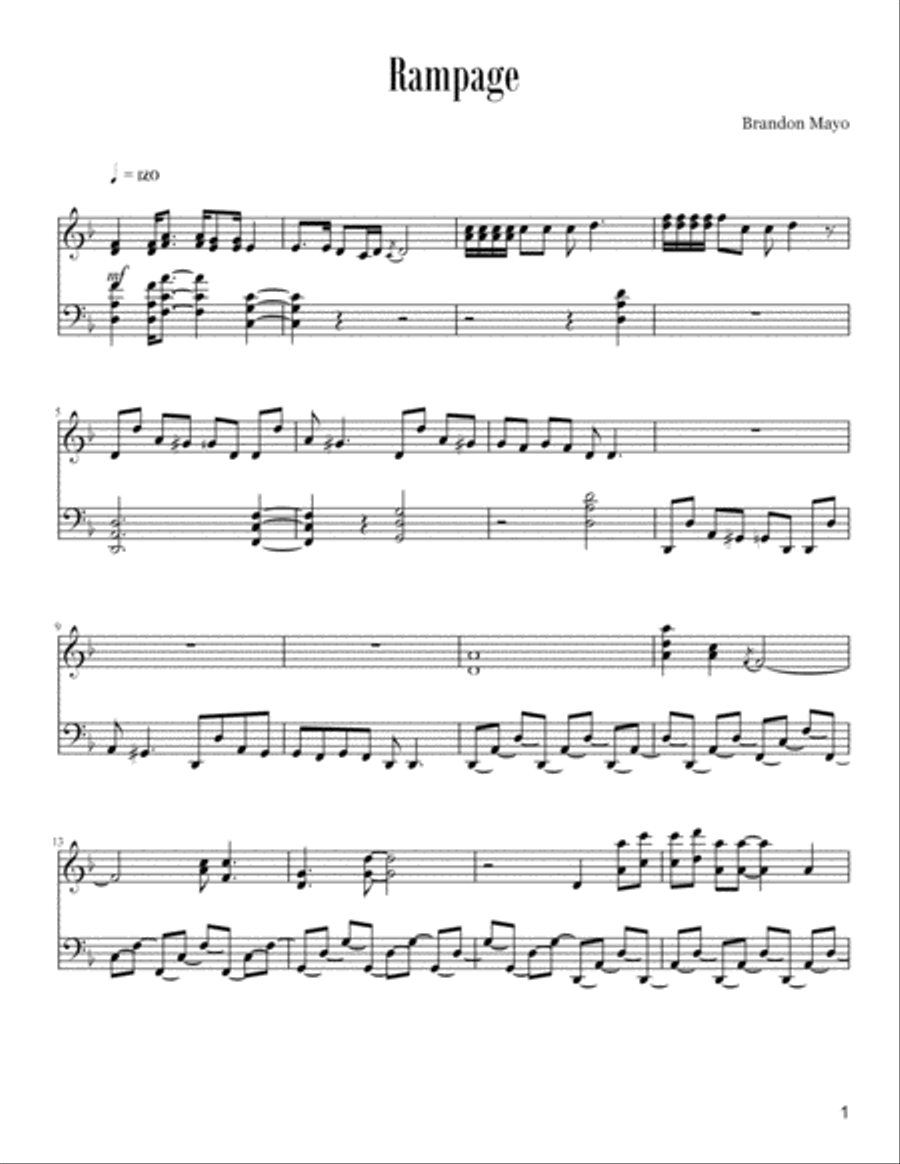 Rampage Piano Solo scores gallery preview page 1