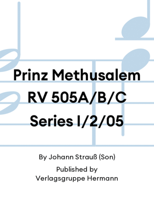 Book cover for Prinz Methusalem RV 505A/B/C Series I/2/05
