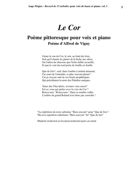 Ange Flégier: Album of 13 songs for bass voice and piano, vol. 1