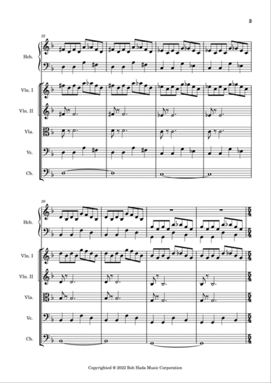 Bob Hada (Schoolspianist246): Invention in D Minor String Orchestra scores gallery preview page 3