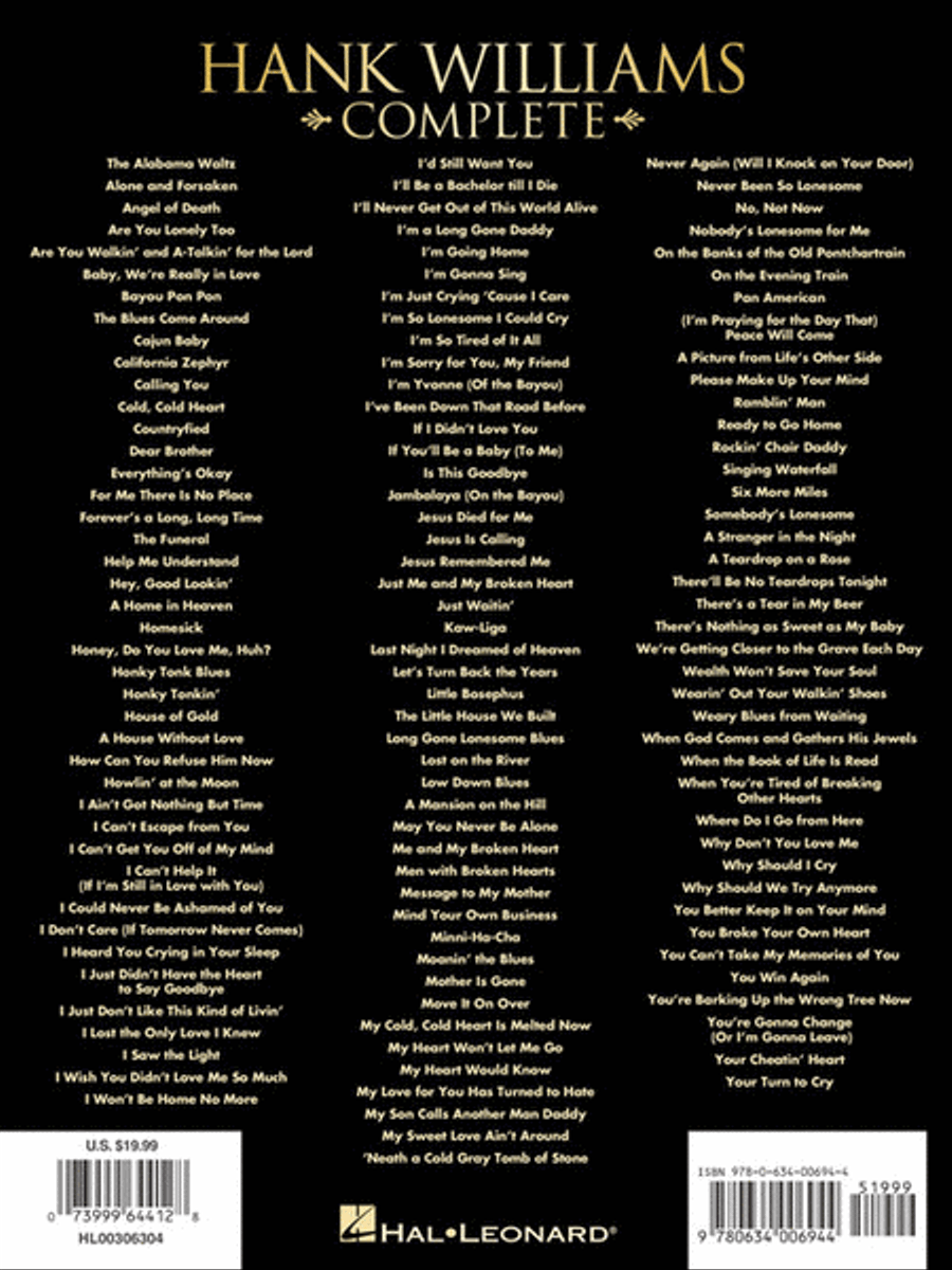 Hank Williams Complete Piano, Vocal, Guitar scores gallery preview page 10