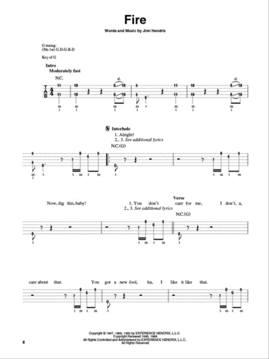 Jimi Hendrix - Smash Hits for Banjo Guitar Tablature scores gallery preview page 4