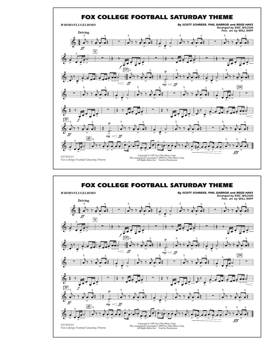 Fox College Football Saturday Theme - Bb Horn/Flugelhorn Marching Band scores gallery preview page 1