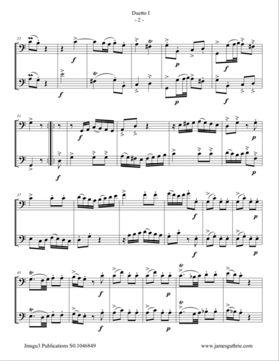 Quantz: Six Duos Op. 2 Complete for Double Bass Duo String Duet scores gallery preview page 2