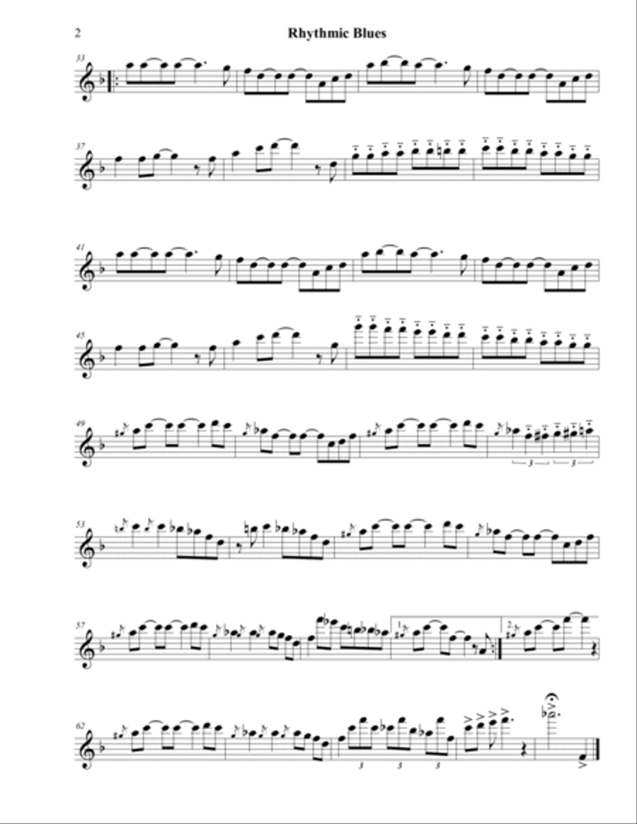 Rhythmic Blues - C Flute and Piano Jazz Ensemble scores gallery preview page 4
