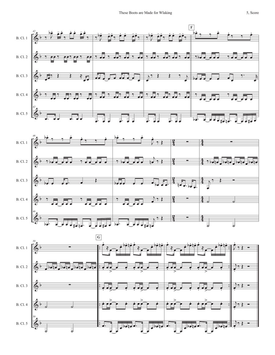 These Boots Are Made For Walkin' Woodwind Quintet scores gallery preview page 5