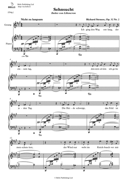 Sehnsucht, Op. 32 No. 2 (Original key. A Major)