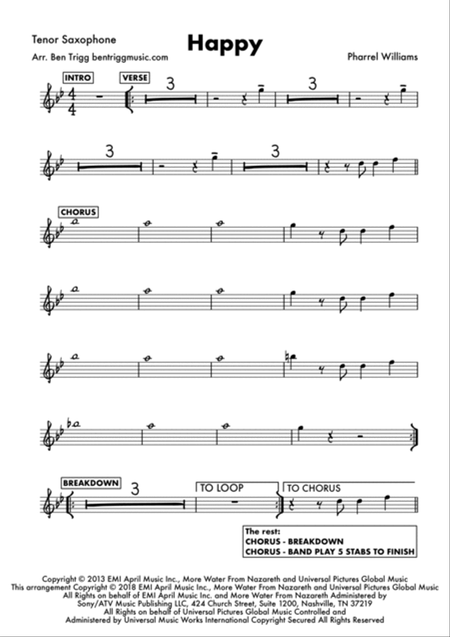 Happy Tenor Saxophone scores gallery preview page 4