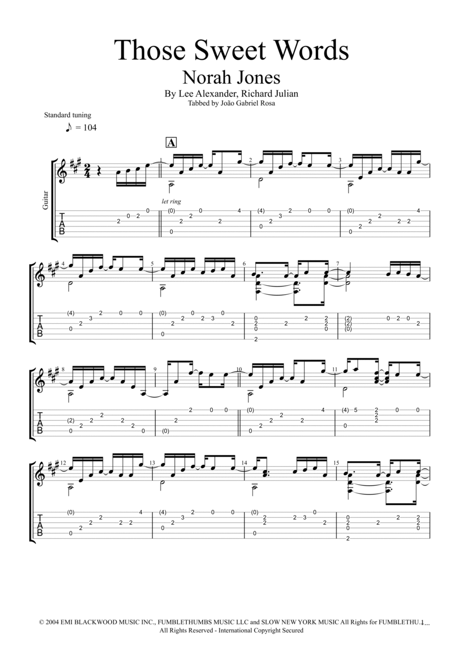 Those Sweet Words Electric Guitar scores gallery preview page 1