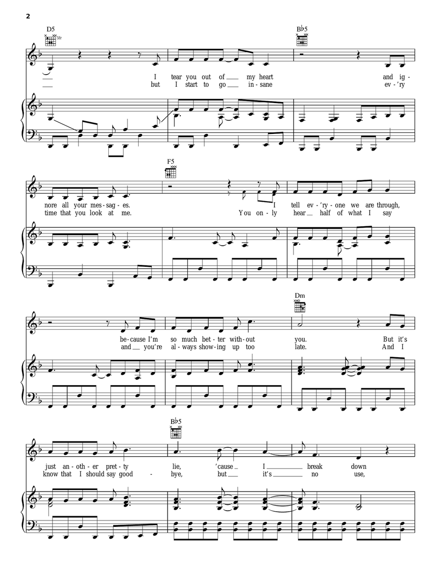 Here We Go Again Piano, Vocal, Guitar scores gallery preview page 2