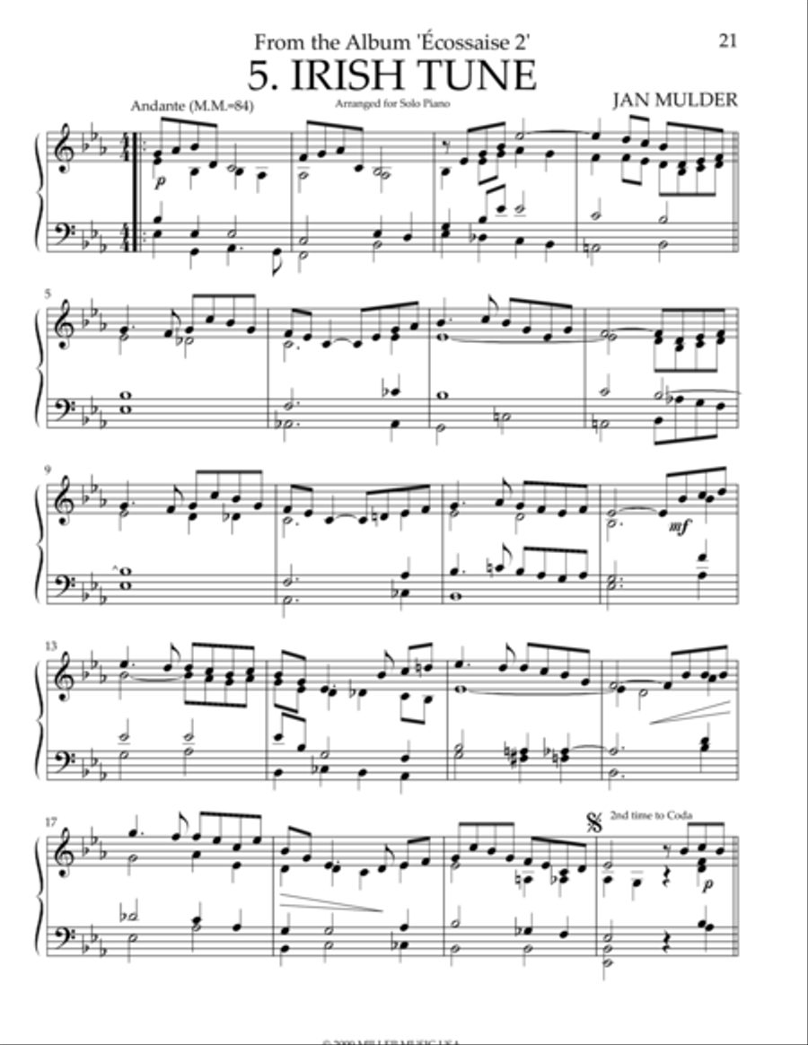 Irish Tune Piano Solo scores gallery preview page 1