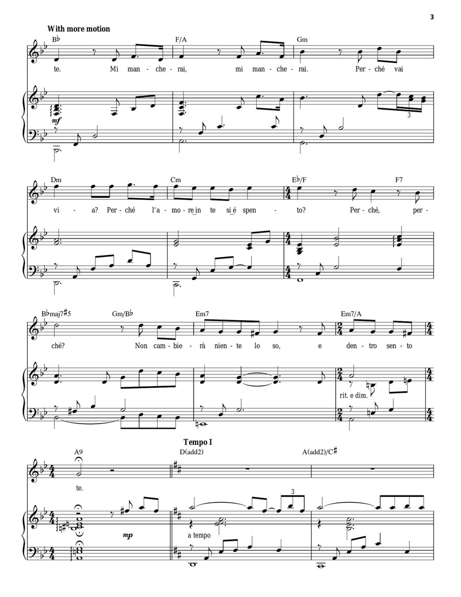 Mi Mancherai (Il Postino) Piano, Vocal scores gallery preview page 3