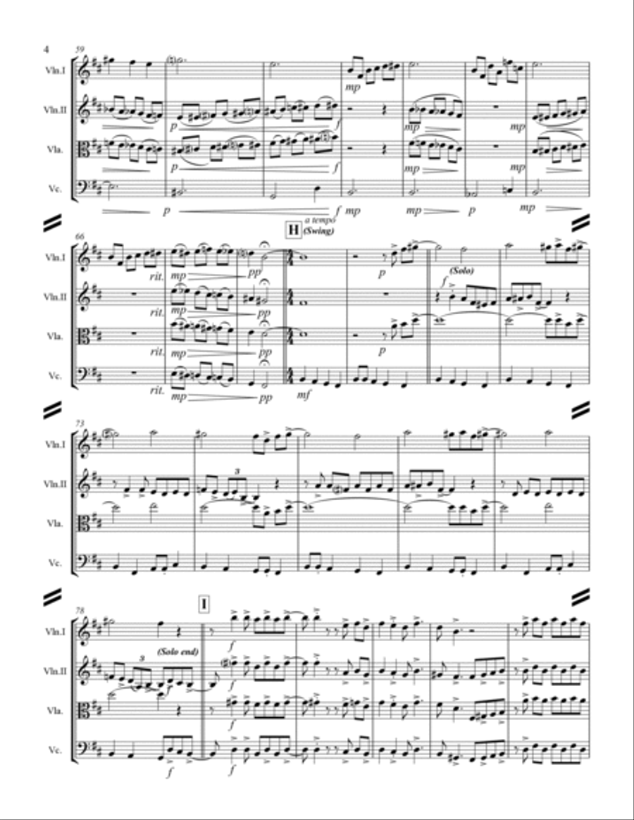 Smoke On The Water String Quartet scores gallery preview page 5