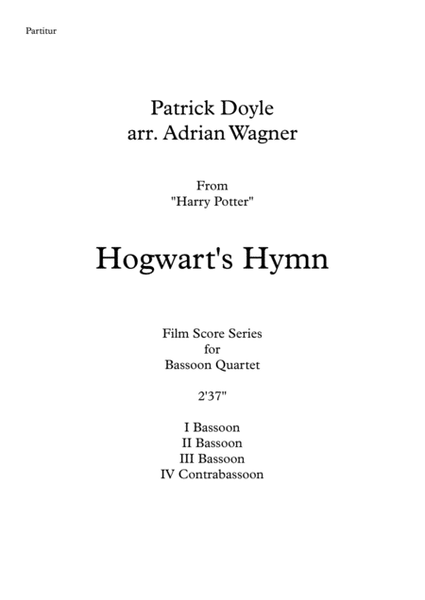 Harry Potter "Hogwart's Hymn" Bassoon Quartet arr. Adrian Wagner image number null