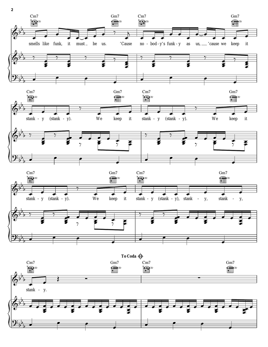 Smells Like Funk Piano, Vocal, Guitar scores gallery preview page 2