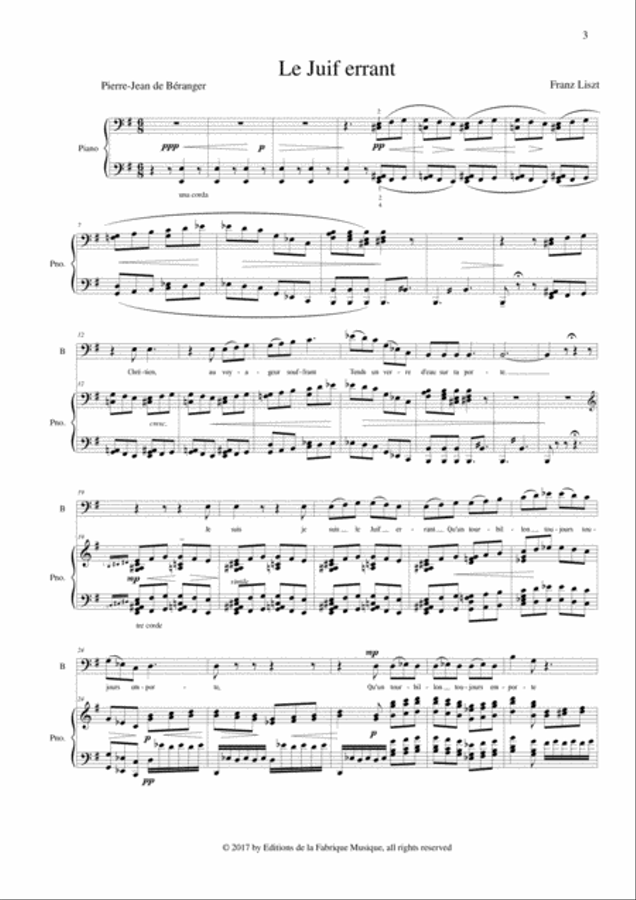 Franz Liszt: Le Juif Errant for bass-baritone and piano, original key of e minor Bass Voice scores gallery preview page 3