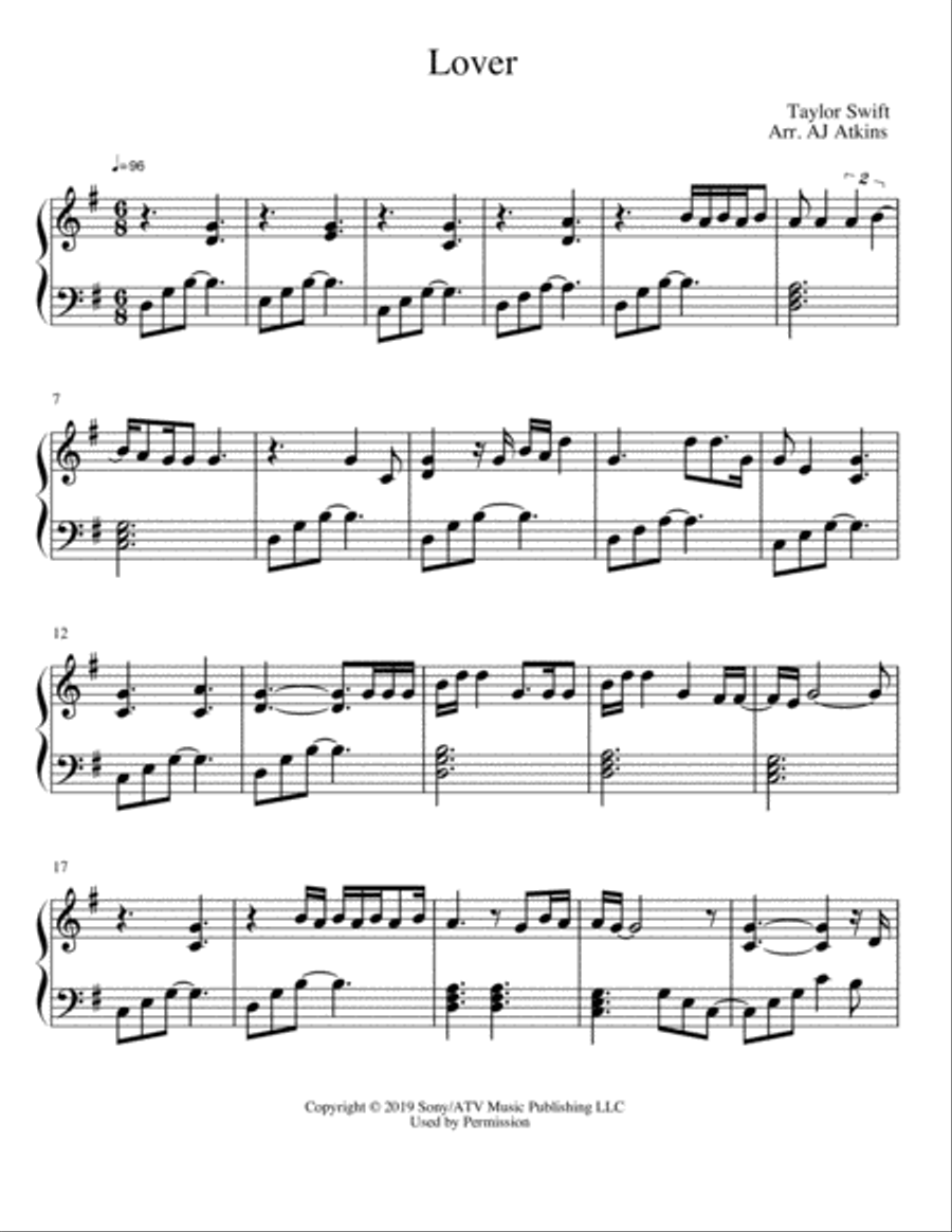 Lover Easy Piano scores gallery preview page 2