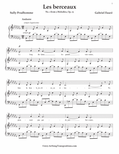 FAURÉ: Les berceaux, Op. 23 no. 1 (transposed to A-flat minor)