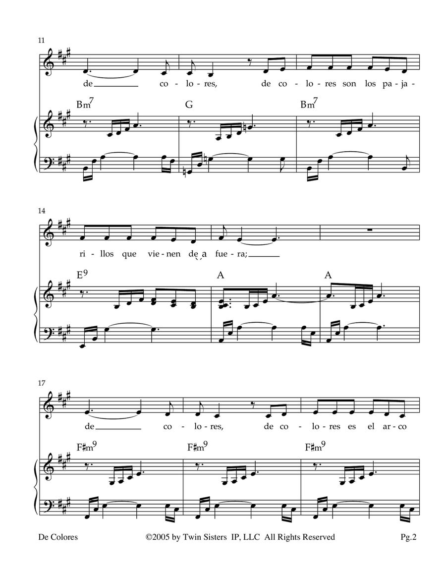 De Colores Piano, Vocal scores gallery preview page 2