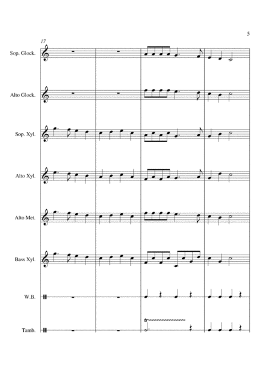 Deck The Halls - For Orff Ensemble Percussion Ensemble scores gallery preview page 5