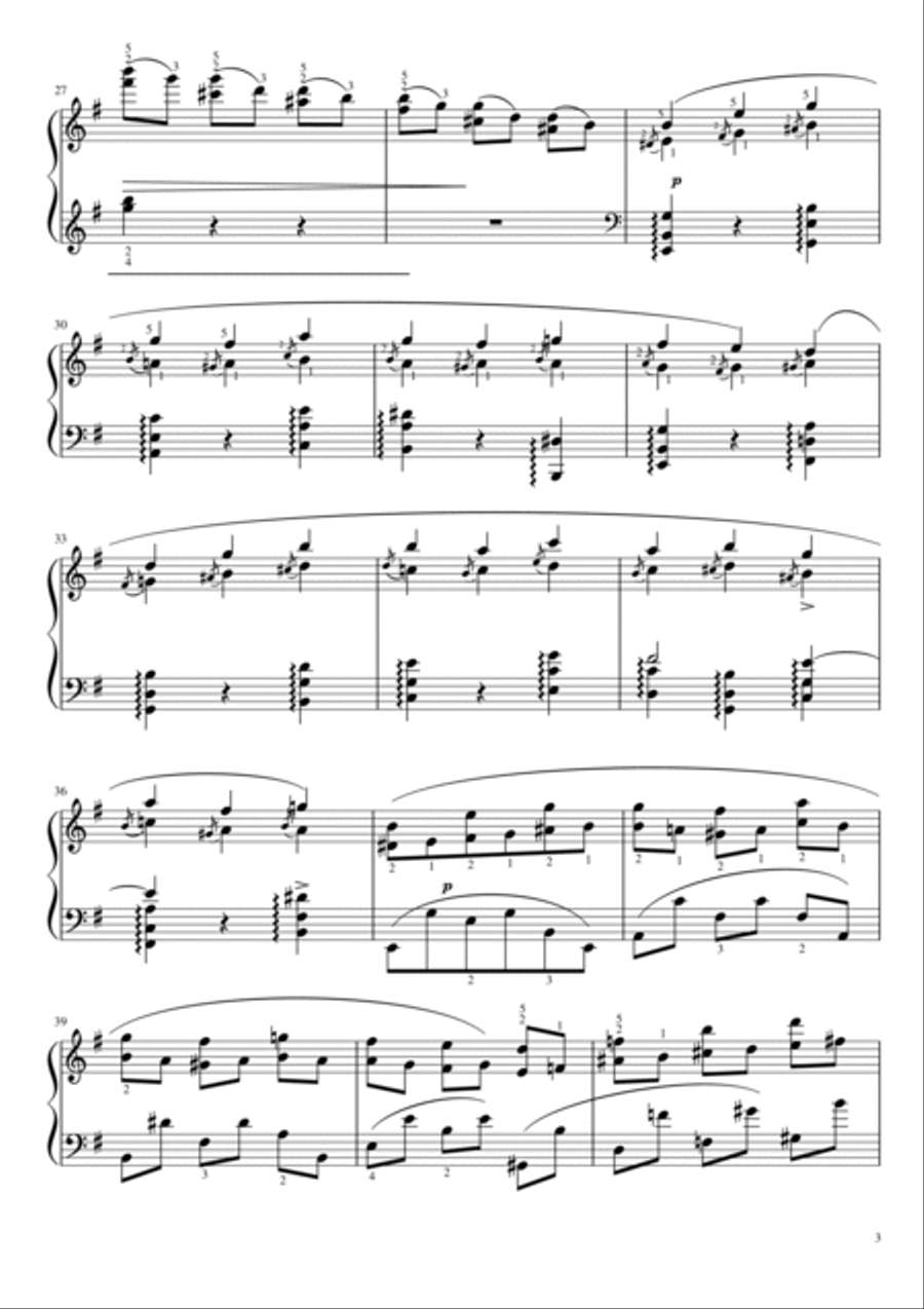 Chopin - Étude in E Minor - Op.25 No. 5 - ”Wrong note“ Original With Fingered Piano Solo scores gallery preview page 3