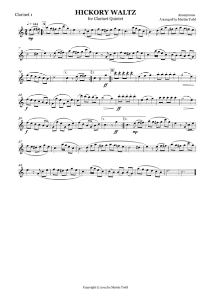 Hickory Waltz for Clarinet Quintet image number null