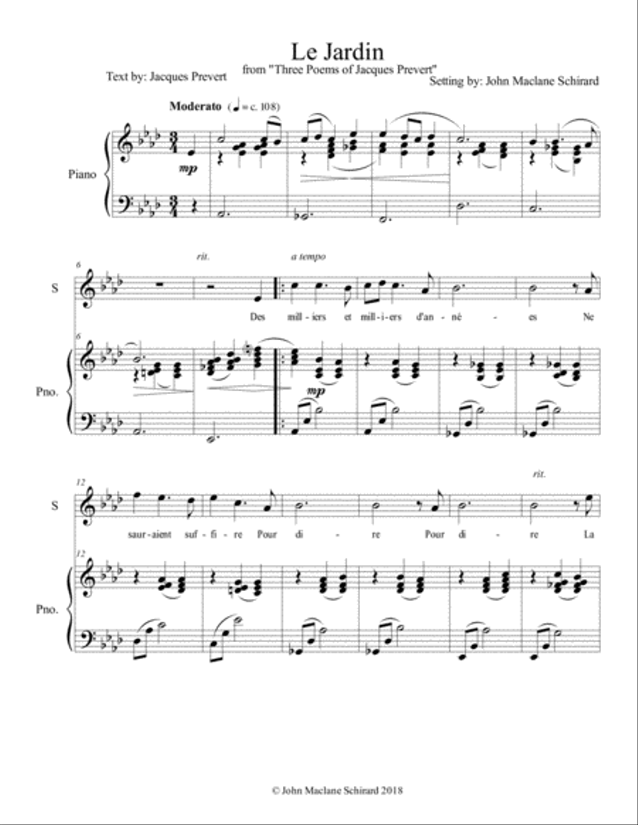 Le Jardin Le Jardin High Voice scores gallery preview page 1
