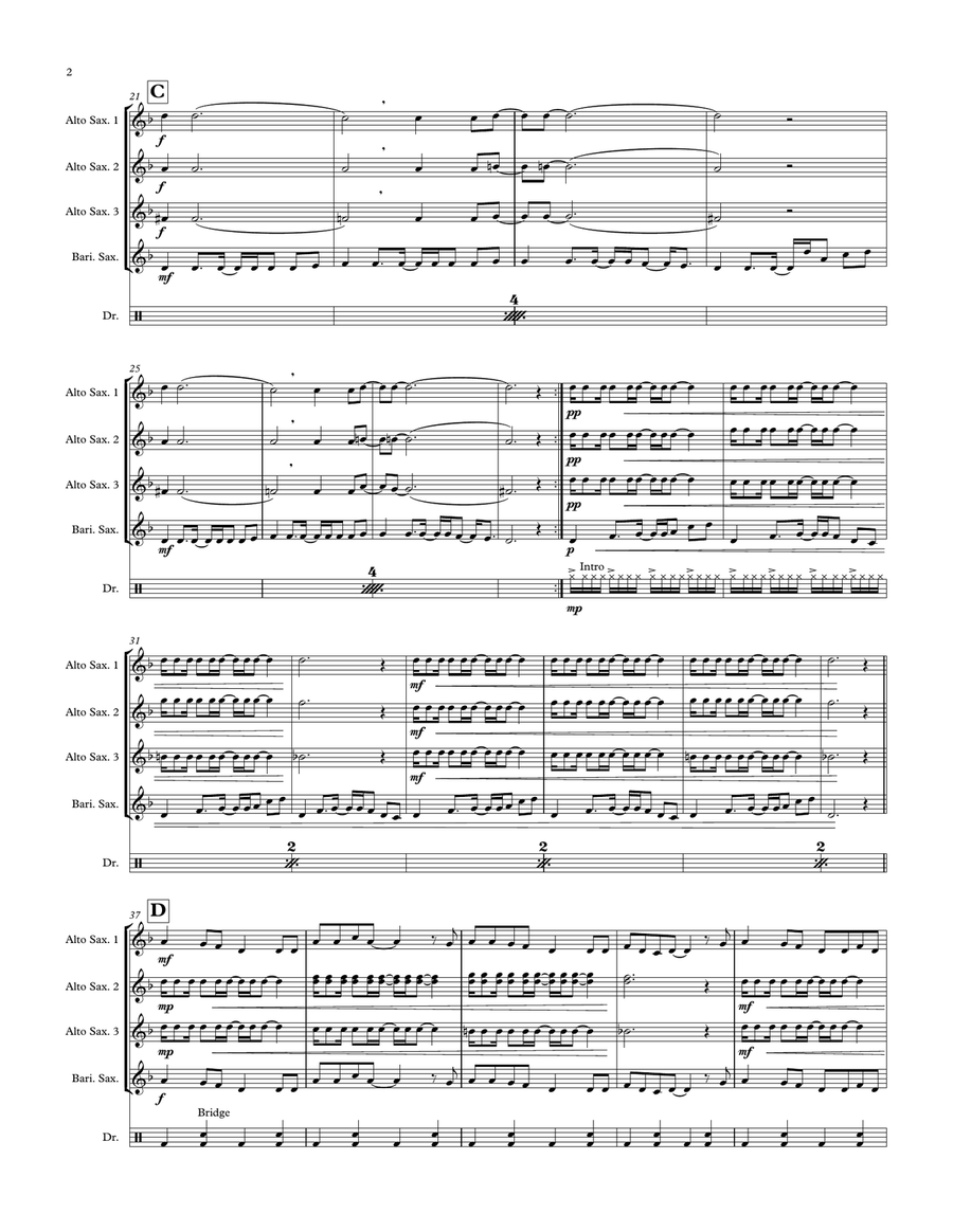 Let Me Entertain You Saxophone Quartet scores gallery preview page 2