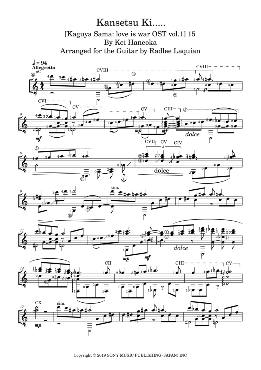 Kansetsu Ki...... Kansetsu Ki...... Electric Guitar scores gallery preview page 1