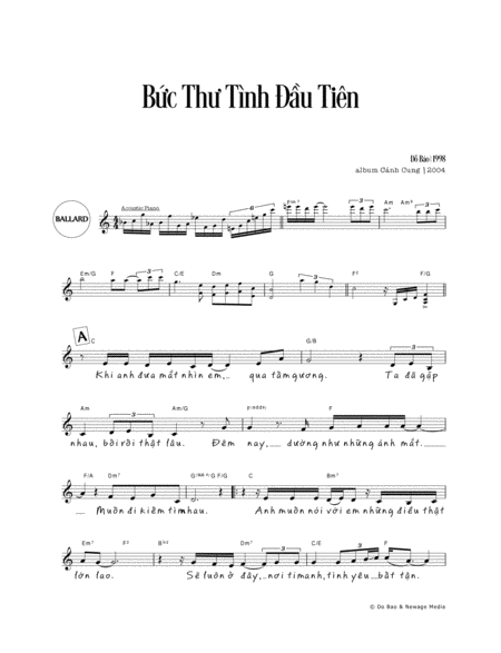 Bức Thư Tình Đầu Tiên (piano reduction, vocal & chords) image number null