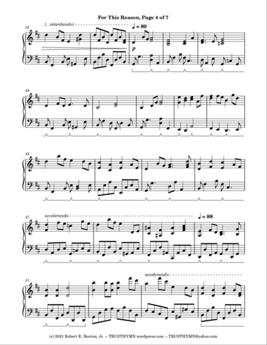 For This Reason (arranged for Piano Solo) Piano Solo scores gallery preview page 4