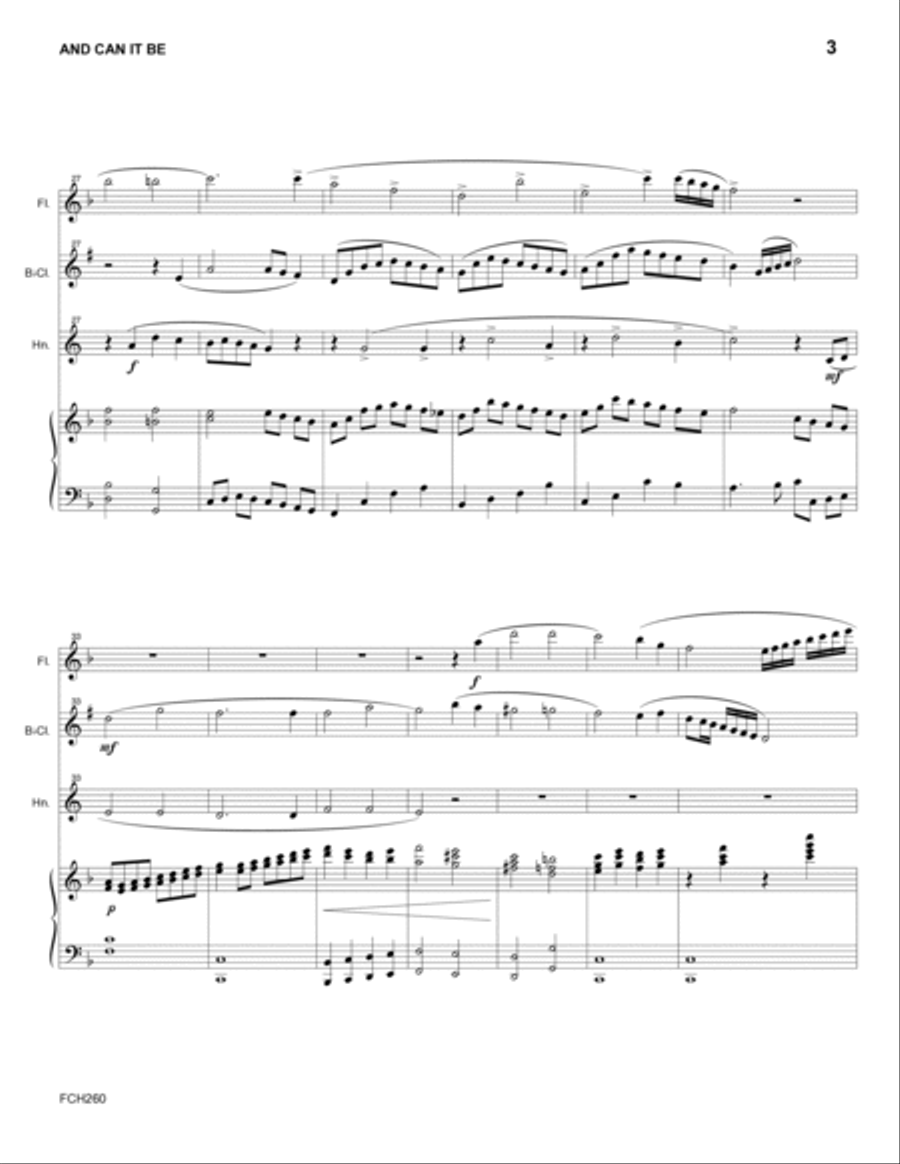 AND CAN IT BE - FLUTE, CLARINET & HORN with Piano Accompaniment Small Ensemble scores gallery preview page 3