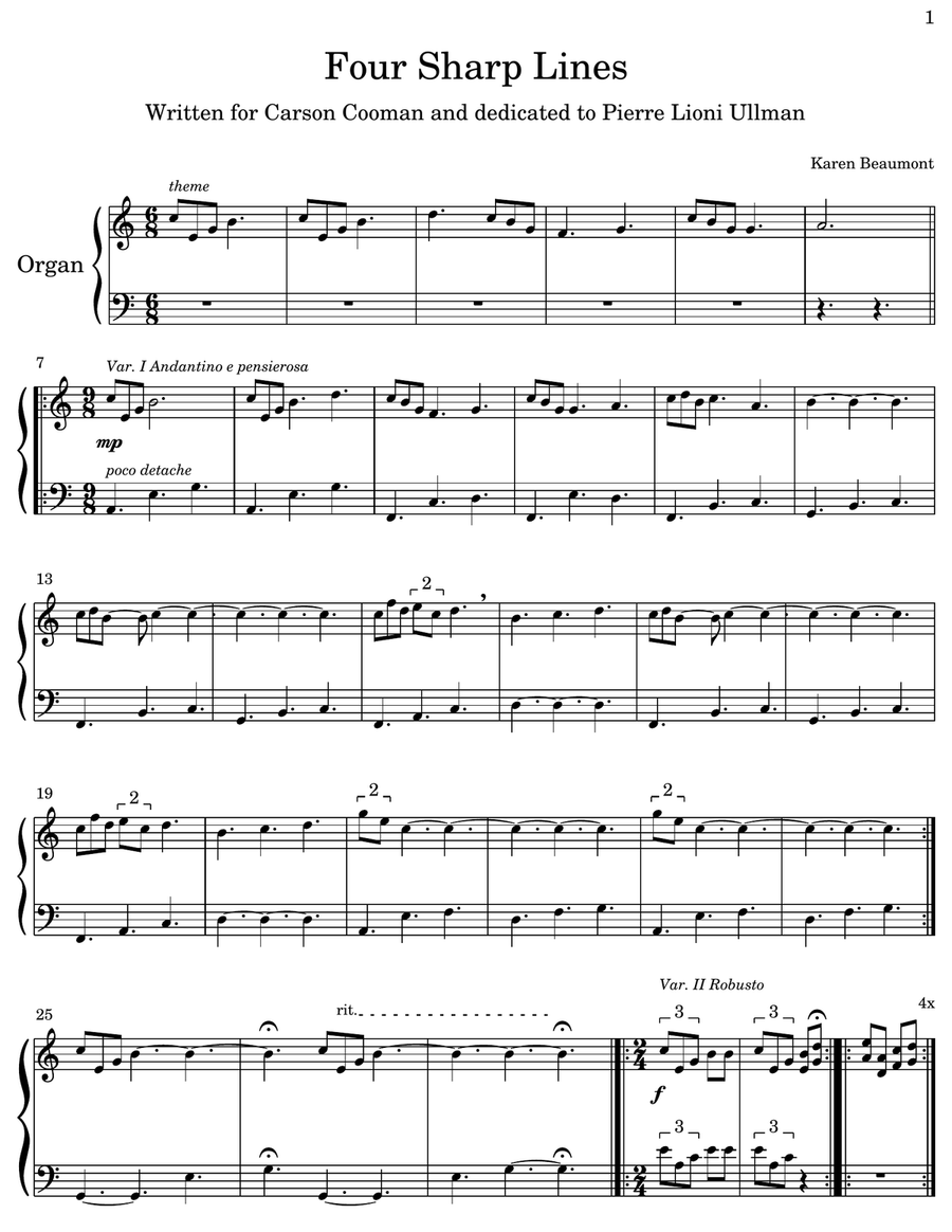 Four Sharp Lines: variations on an original theme (manuals only) Organ Solo scores gallery preview page 2