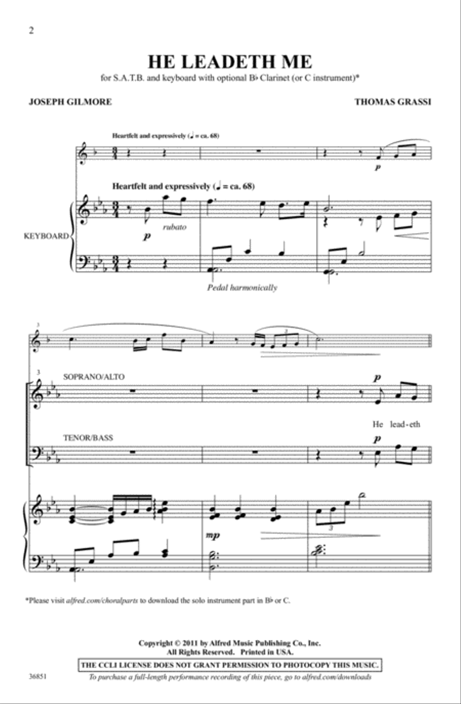 He Leadeth Me 4-Part scores gallery preview page 1