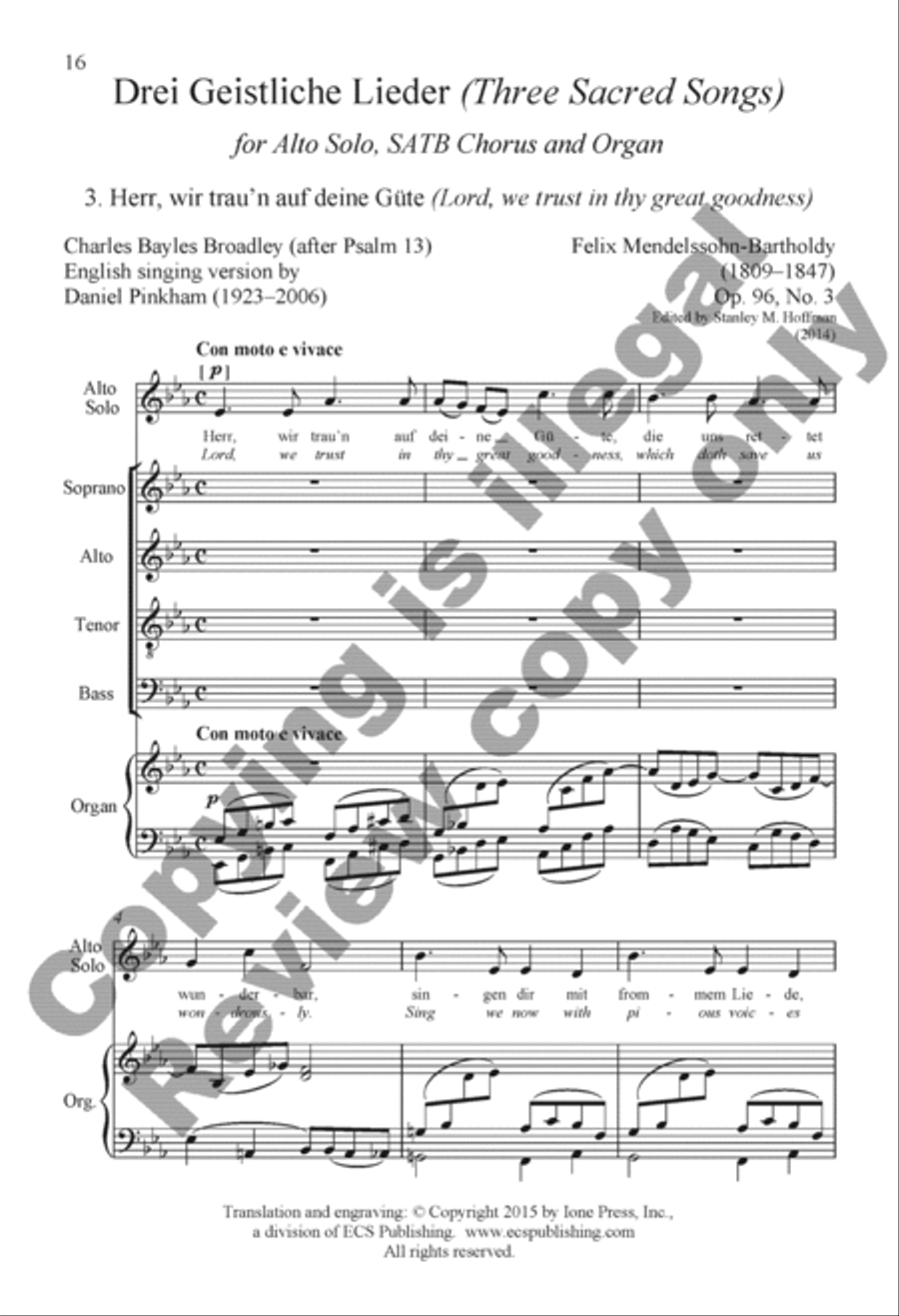 Drei Geistliche Lieder (Three Sacred Songs) 4-Part scores gallery preview page 15